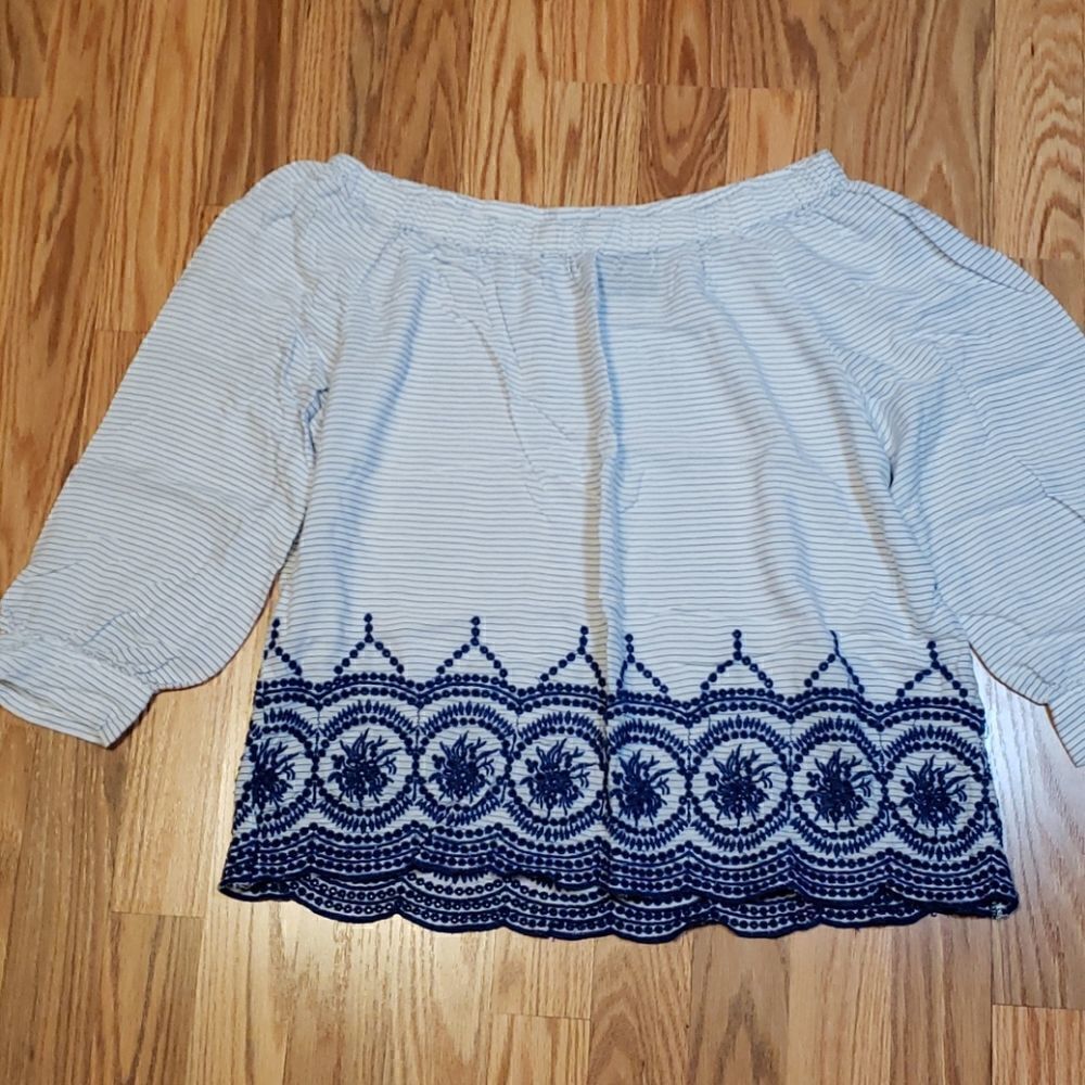 Petite New Directions Off Shoulder Peasant Top